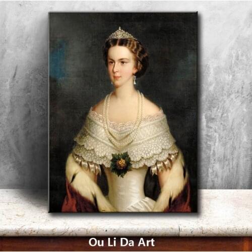 Classical court figures princess crown portrait oil paintings canvas printing printed on canvas wall art decoration picture