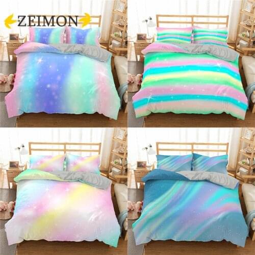 ZEIMON Kids Colorful Glitter Bedding Set Women Girls Shining Duvet Cover with Pillowsham 2/3 Piece Trendy Bedclothes