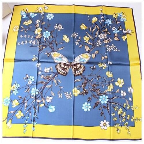 Beautiful Butterflies Love Print Scarf Pure Silk Shawl Neck Wear Pashmina Elegant Accessory Square Scarves 88*88cm FJ161