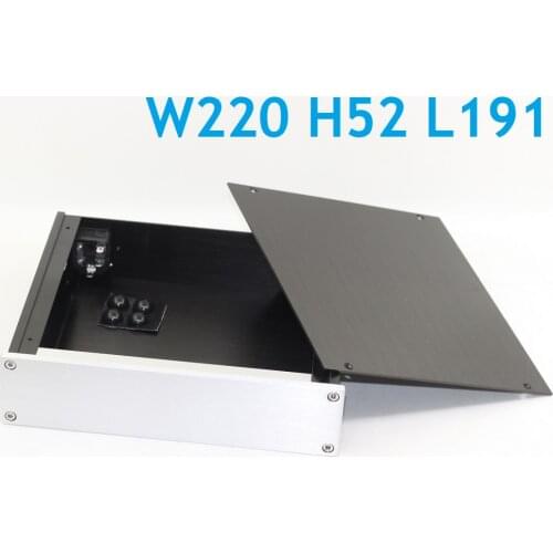 Small Size W220 H52 L191 Amplifier Case All Aluminum Chassis Power Supply DIY Box Silver Panel Rear AMP Preamplifier Case 2205