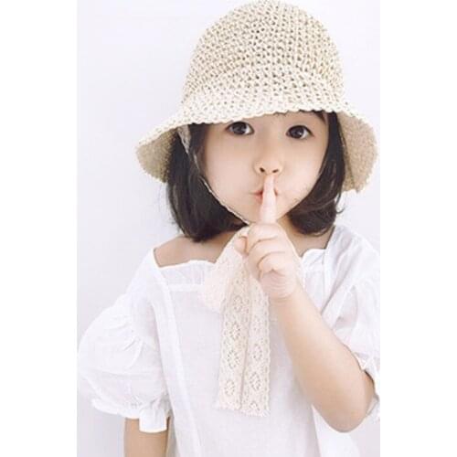 Fashion Lace Baby Hat Summer Straw Bow Baby Girl Cap Beach Children Panama Hat Princess Baby Hats and Caps for Kids 1PC