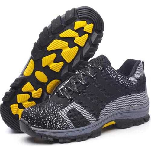 Men Fashion Flying Woven Mesh Casual Shoes Men Anti-smashing Anti-piercing Protective Shoes High-density Steel Toe Safety Shoes