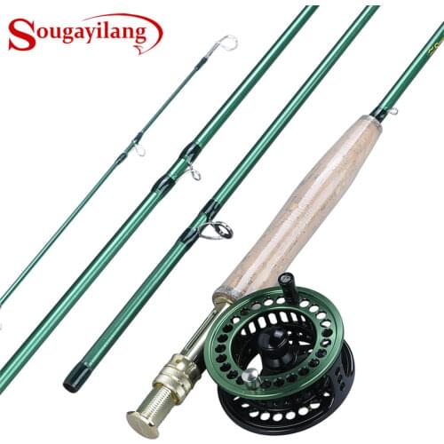 Sougayilang #5/6 Fly Fishing Rod Set and Carbon Fiber Ultralight Weight Fly Fishing Rod and Pesca Fly Reel Tackles