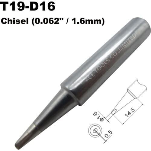 Soldering Tip T19-D16 Screwdriver 1.6mm Replacement Fit for HAKKO FX-601 Lead Free Iron Nozzle Pencil Handle Welding Bit