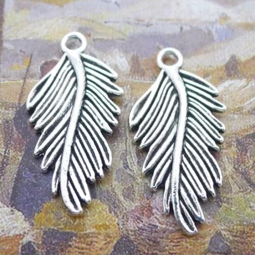 Newest 10Pieces 15*28mm Mixed Alloy Antique Silver Color Leaf Charms Keychain Necklace Pendant Accessory For DIY Jewelry Making