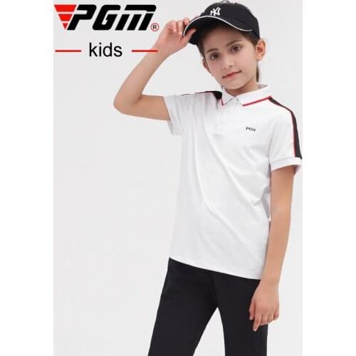 PGM Girls Golf Clothes Quick-Dry Shirt Spring Summer Golf Childrens Short-Sleeved T-shirt Tops Soft Comfortable Sportswear