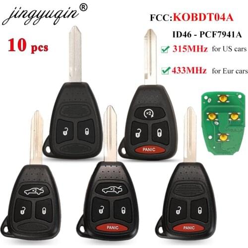 Jingyuqin 10X 315MHz KOBDT04A Remote key Fob Control for Dodge Dakota Durango Charger fit Jeep Grand Cherokee Chrysler 300 3/4B