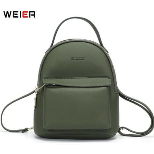 WEICHEN Multi-Function Women Backpack Leather Fashion Small Backpack Female Ladies Shoulder Bag Satchel Mini Mochila Purse