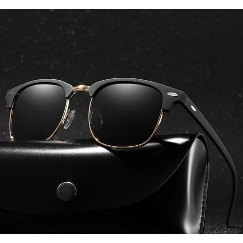 With Case Polarized Sunglasses Half Frame Vintage Sun Glasses Famous Brand Sunglases Polaroid Sunglasses Retro for Women Men