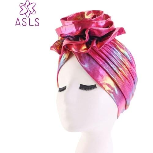 2019 Silky colorful flower turban for Women New Muslim Headscarf Hat Chemo Hat Bonnet Salon Hat Hair accessories Free shipping