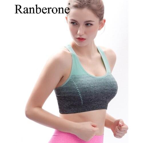Sports Bra For Women Gradient High Stretch Padded Top Seamless Yoga Running Fitness Sport Bra Tops Breathable Sporty Top Women