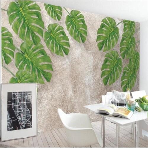 Wellyu 3D natural fresh green leaves TV background wall custom large mural green wallpaper papel de parede para quarto