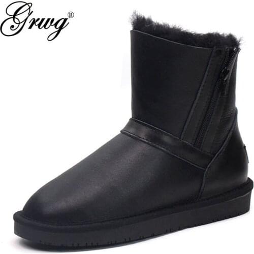Wholesale/Retail Women Snow Boots 100% Genuine Sheepskin Leather Ankle Boots Warm Ladies Winter Boots