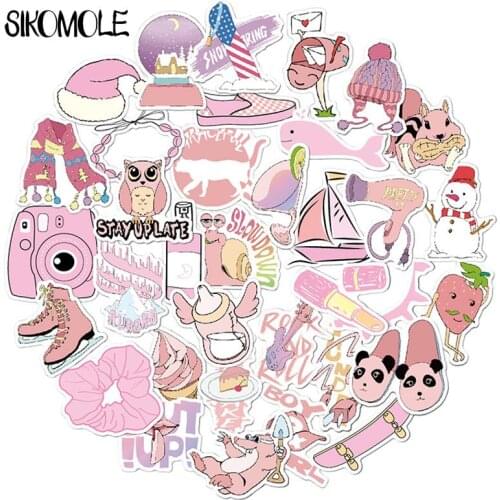 35 PCS Cartoon Simple Pink VSCO Girls Kawaii Stickers For Chidren Toy Waterproof Sticker DIY Laptop Bicycle Helmet Car Decals F4