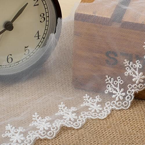 10Yards 9cm Width High Quality Net White Embroidery Lace Trim DIY Accessory