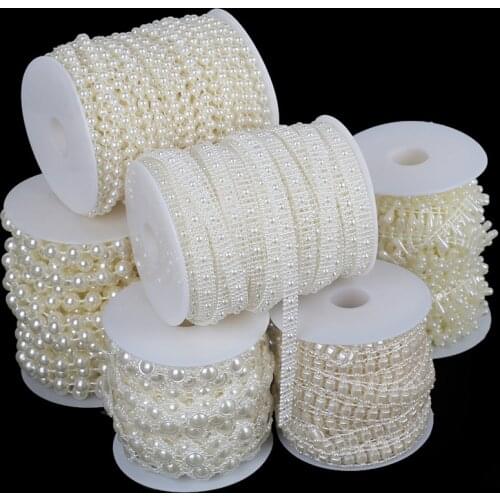 2-10meters Multisize Ivory Color ABS Imitation Pearl Beads Chain Trim Flatback Beads For Scrapbook Decoration DIY Jewelry Craft