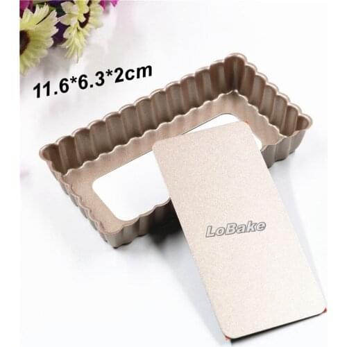 2pcs/lot) Small size non-stick rectangle shape pie pan fluted wall tart cake pudding candy sweet mold for DIY baking tools