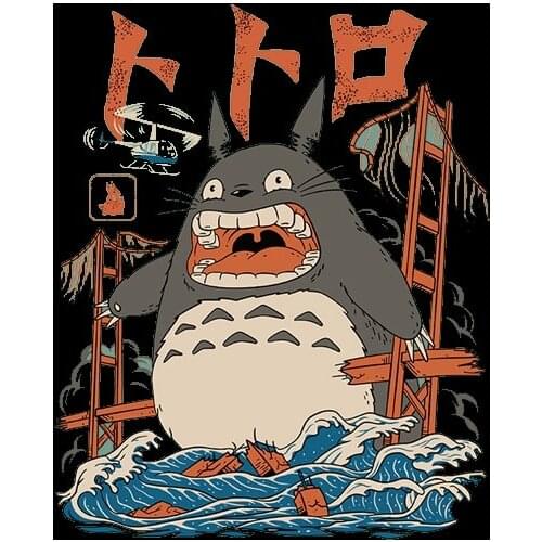 2021 Warm animals in Japan Sea Totoro Patches for Clothes DIY Iron on T-shirt Applique Heat Transfer Vinyl Ironing Stickers