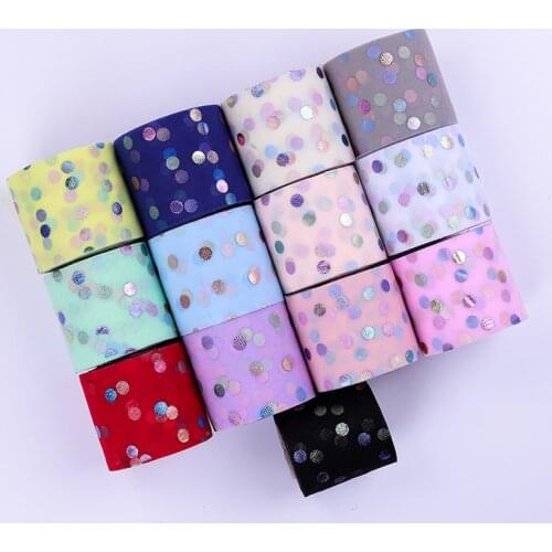 25yards 60mm 80mm Colorful Dots Print Organza Stain Ribbon for DIY Crafts Hair Accessories Handmade Materials Gift Box Ribbons