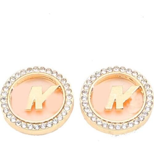 925 Sterling Silver Pin New Fashion Jewelry Net Red Circle Inlaid Shell Hollow Inlaid Diamond Simple Earrings