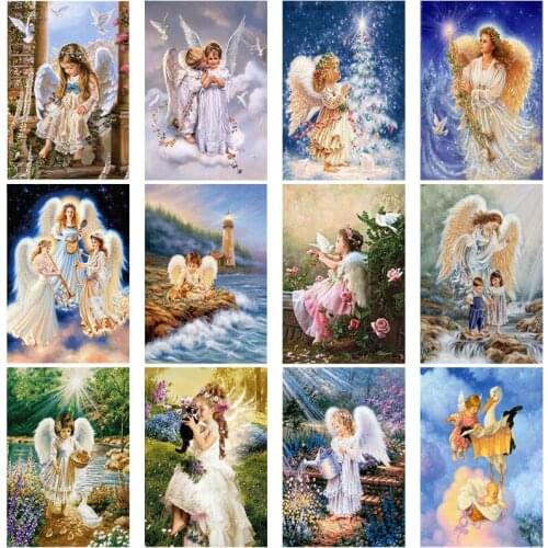 DIY 5D Diamond Painting Full Round Drill Resin Rhinestones Angel Diamond Embroidery Mosaic Cross Stitch Manual Art Home Decor