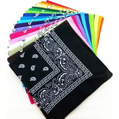 2020 Fashion Hip Hop 100% Cotton Bandana Square Scarf 54cm*54cm Black Red Paisley Headband Printed For Women/Men/Boys/Girls