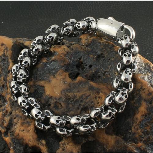 Free Shipping Stainless Steel Jewelry Skeleton Charm Bracelet Hot Gift Skull Especially Good Quality Fashion BBJZBXEJ