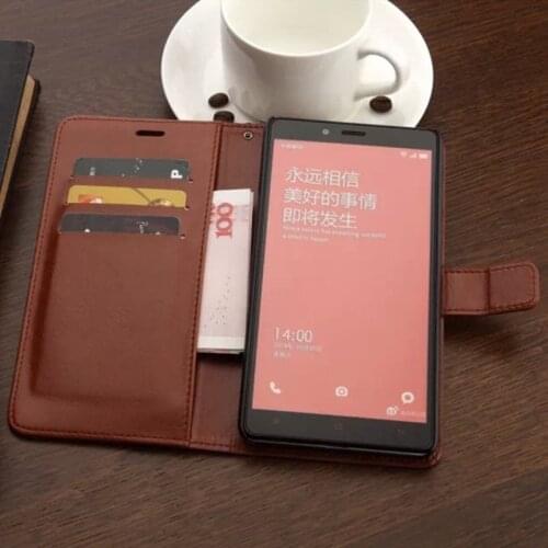 Note 1 for Xiaomi hongmi Note1 Redmi Case Book Style Flip Wallet Card Slot Stent Cases Oil Wax Leather Cover Black HM RM Covers