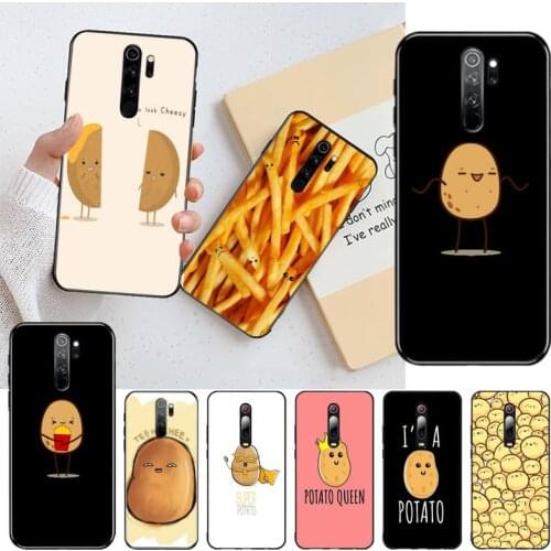 CUTEWANAN Food Cute Brown Potato Soft black Phone Case for Redmi Note 8 8A 8T 7 6 6A 5 5A 4 4X 4A Go Pro