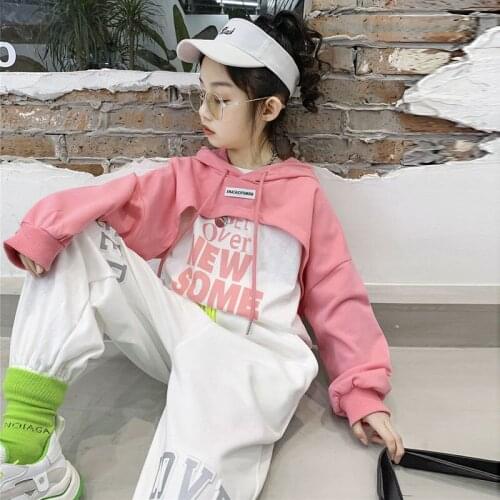 2021 new spring autumn/ summer Girls Kids Letter T-shirt + sweater + pants 3 piece suit comfortable cute baby Children Clothing