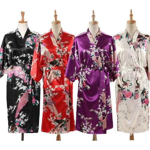 Long Style Ladys Bath Robe Japanese Traditional Costumes Kimonos Yukata New Year Gift for Women Loose Satin Smooth Cardigan