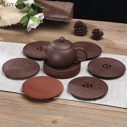 Purple Clay Teapot Mat Saucer Kung Fu Tea Set Accessories Pot Mat Round Insulation Ceramic Base Tea Seat Home Office Accessories