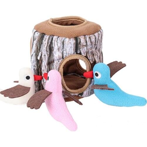 Fleece Cute Pet Tree Hole Toy with Squeaker Sounding Toy Fine Workmanship Teddy Products