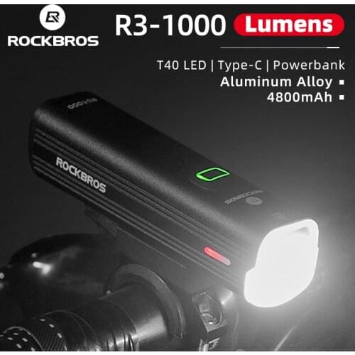 ROCKBROS Bicycle Light 800LM 4000mAH USB Rechargeable Bike Front Light Rainproof Power Cycling Headlight MTB Bycicle Flashlight