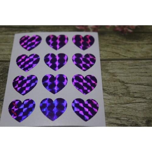 1.9cm Hologram Purple Heart Stickers, holographic stickers , heart vinyl Decals