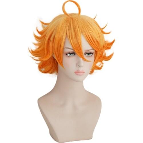 The Promised Neverland Emma Orange Short Wig Cosplay Costume Yakusoku no Neverland Heat Resistant Synthetic Hair Cosplay Wigs