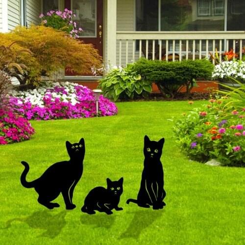 Cat Yard Art Home Outdoor Garden Weatherproof Acrylic Black Yard Decor