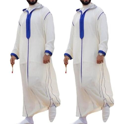 Muslim Jubba Thobe Clothes Men Hoodie Ramadan Robe Kaftan Abaya Dubai Turkey Islamic Clothing Male Casual Loose Robe