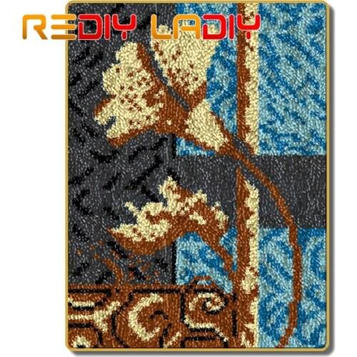 Latch Hook Rug Kits Garden Flower Mat Crocheting Carpet Rug 100% Acrylic Yarn Sofa Cushion Mat DIY Carpet Rug Home Decor Crafts