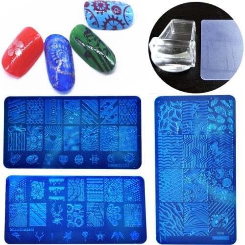 New Nail Stamper Plate Set Nails Art Image Stamp Stamping Transfer Scraper Plates Print Manicure Template Pedicure Stencil Kits