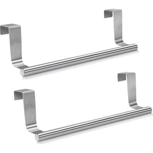 Stainless Steel Over Door Towel Rack Bar Holders for Universal Fit on Cabinet Cupboard Doors Pack of 2 CNIM Hot