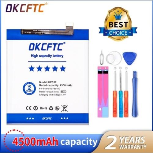 OKCFTC Original 4500mAh Replacement Battery For SHARP S2 fs8010 AQUOS s2 HE332 Cell Mobile Phone Batteries