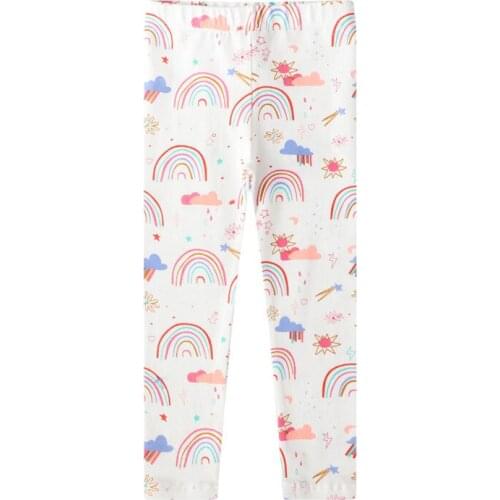 Autumn New Casual Baby Girls Leggings Rainbow Outwear All-match Elastic Cotton Long Pants For Children Kids Trousers Girls