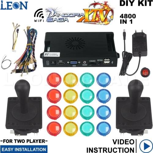 Pandora Box Saga 14 Transparent Arcade Button Select No Led Pandora Wifi American Arcade Joystick Double Kit Pandora Box Arcade