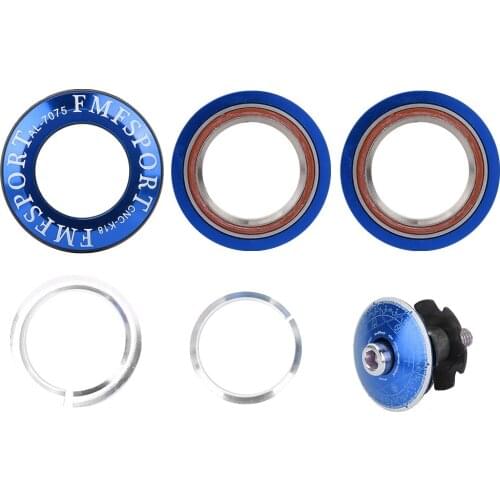 44MM Aluminum Alloy Mountain Bicycle Bike Double Sealed Bearing Headset Accessory Bicycle Headset Bearings (Red/Blue)