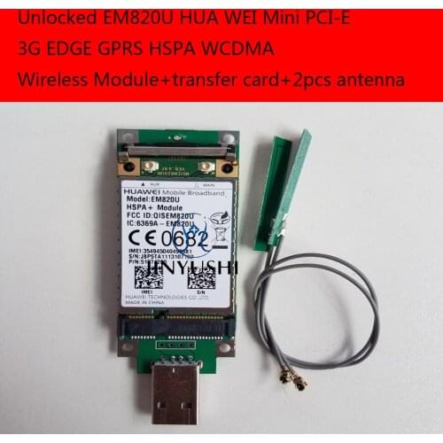 Unlocked EM820U +2PCS 15CM Antenna+USB adapter HUA WEI Mini PCI-E 3G NEW&Original EDGE GPRS HSPA WCDMA module in the stock