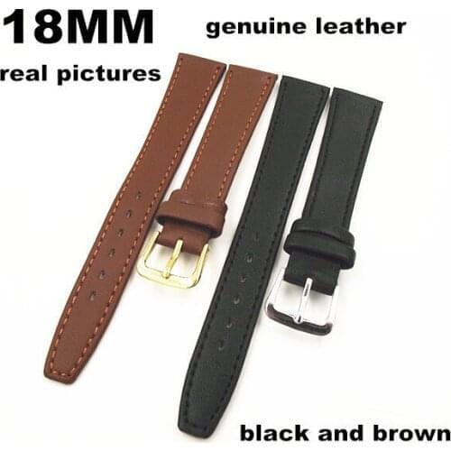 High quality 50PCS/lot 12MM 14MM 16mm 18MM 20mm 22mm genuine leather watch band watch strap watch parts black and brown color