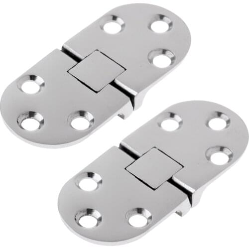 2 Pieces Folding Marine Boat RV Hatch Locker Door Flush Hinge Strap Hardware 2.6 x 1.1 inch