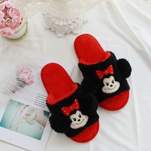 Disney Mickey mouse wool cute cartoon slippers home spring and autumn indoor non-slip floor slippers home girls slippers