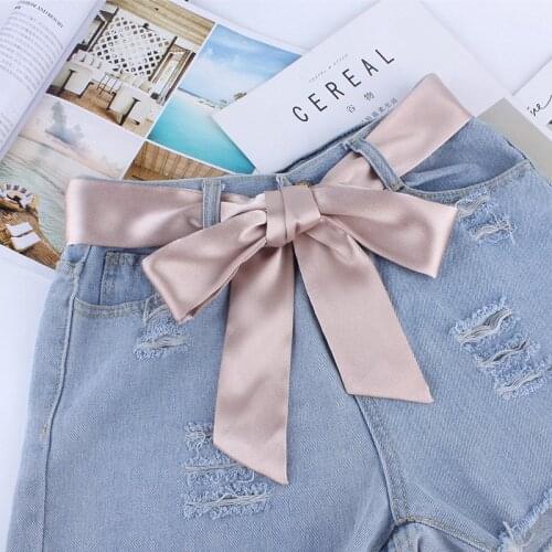 Fabric Ribbon Sash Belt for Dress Jeans Decorative Women Fashion Bow Tie Trendy Casual Ladies Long Silk Belt